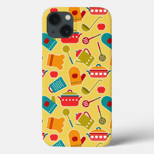 Colourful pattern of kitchen utensils iPhone 13 case