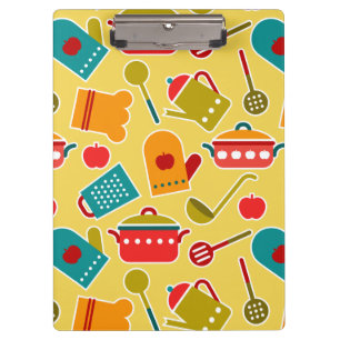 Colourful pattern of kitchen utensils clipboard