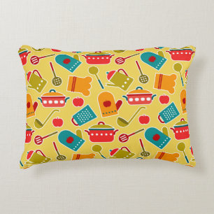 Colourful pattern of kitchen utensils decorative pillow