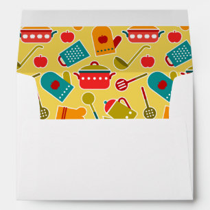 Colourful pattern of kitchen utensils envelope