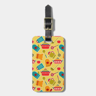 Colourful pattern of kitchen utensils luggage tag