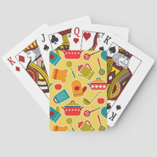 Colourful pattern of kitchen utensils playing cards