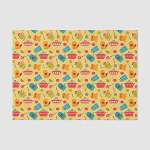 Colourful pattern of kitchen utensils tissue paper