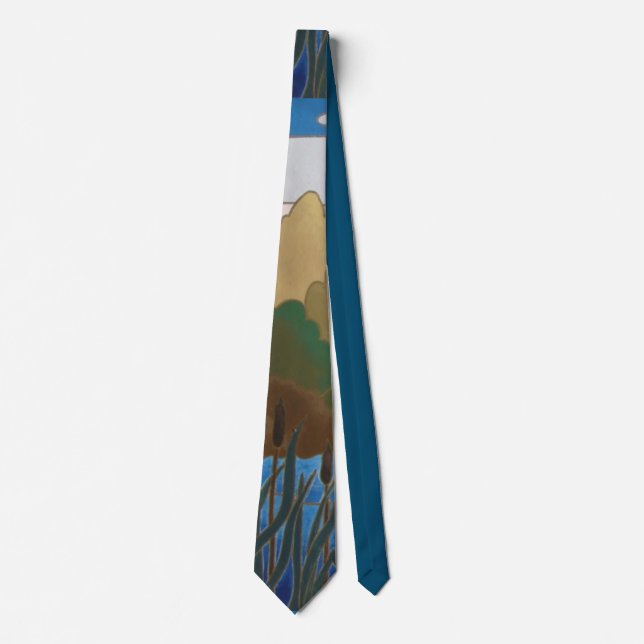 colourful pattern of landscape abstract art tie (Front)