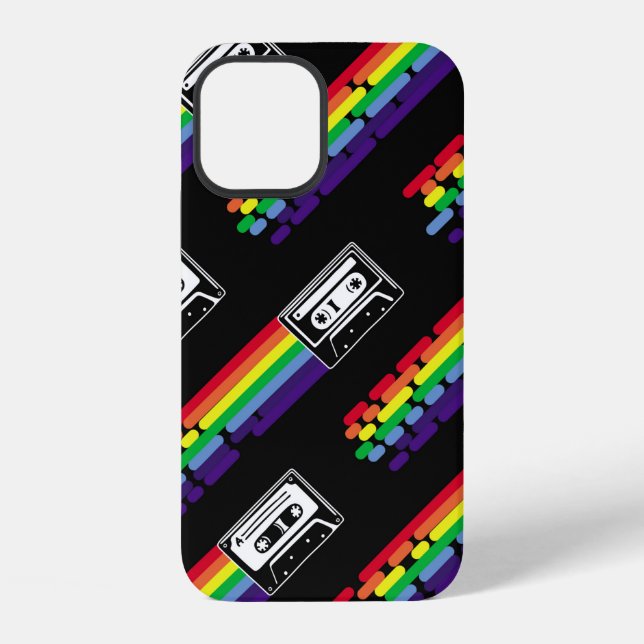 Colourful pattern on black background. Compact cas iPhone Case (Back)