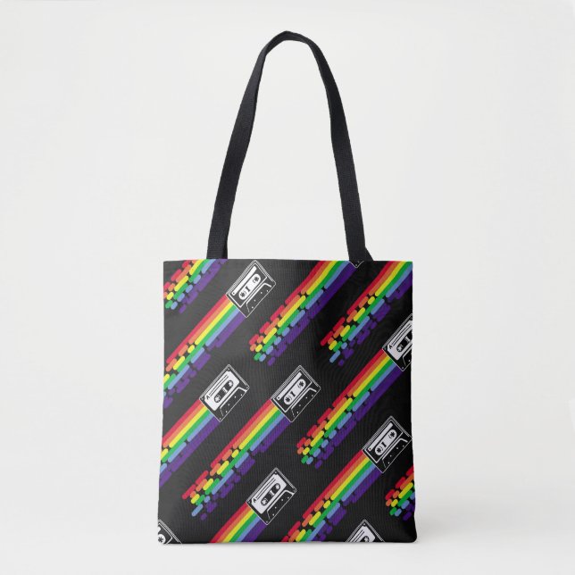 Colourful pattern on black background. Compact cas Tote Bag (Front)