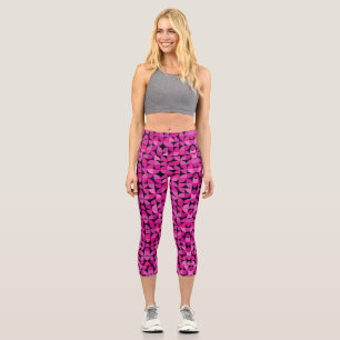 Colourful Pattern, Pink, Rose, Floral Pattern Capri Leggings