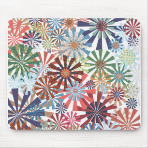 Colourful Pattern Radial Burst Pinwheel Design Mouse Pad