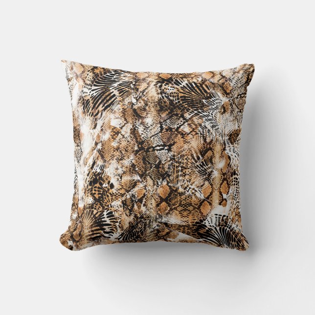 Colourful Pattern Study, Leopard, Zebra, Camouflag Throw Pillow (Front)