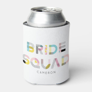 Colourful Pattern Typography Modern Bride Squad Can Cooler