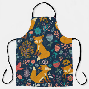 Colourful pattern with a foxfox,pattern,forest,fal apron