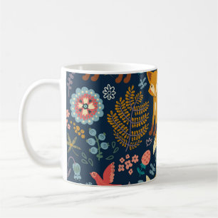 Colourful pattern with a foxfox,pattern,forest,fal coffee mug