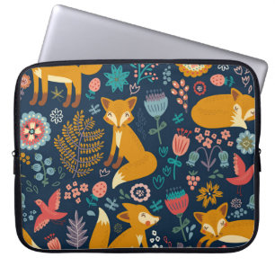 Colourful pattern with a foxfox,pattern,forest,fal laptop sleeve
