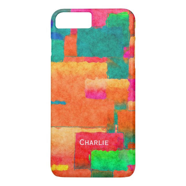 Colourful Pattern with Personalised Name Case-Mate iPhone Case (Back)