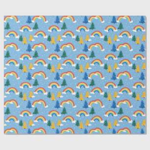 Colourful Pattern with Rainbows and Trees Wrapping Paper