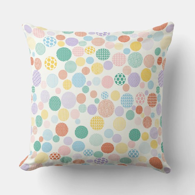 Colourful Patterned Circle Throw Pillow (Front)
