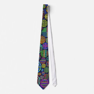 Colourful Patterned Circles on Blue Customizable Tie