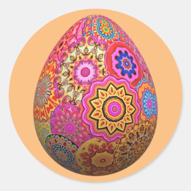 Colourful patterned Easter egg Classic Round Sticker (Front)