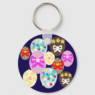 Colourful patterned Easter Egg   Keychain
