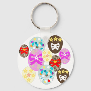 Colourful patterned Easter Egg   Keychain