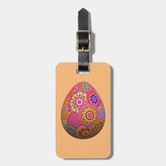 Colourful patterned Easter egg Luggage Tag (Front Vertical)