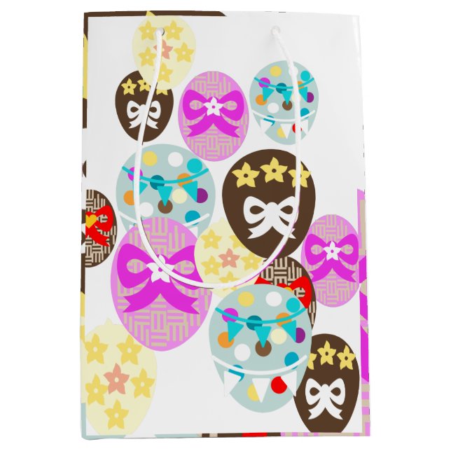 Colourful patterned Easter Egg   Medium Gift Bag (Front)