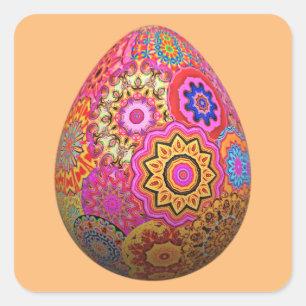 Colourful patterned Easter egg Square Sticker