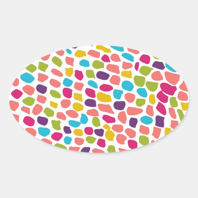 colourful patterned oval sticker (Front)
