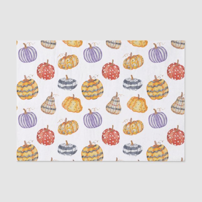 Colourful Patterned Pumpkins Tissue Paper (Front)