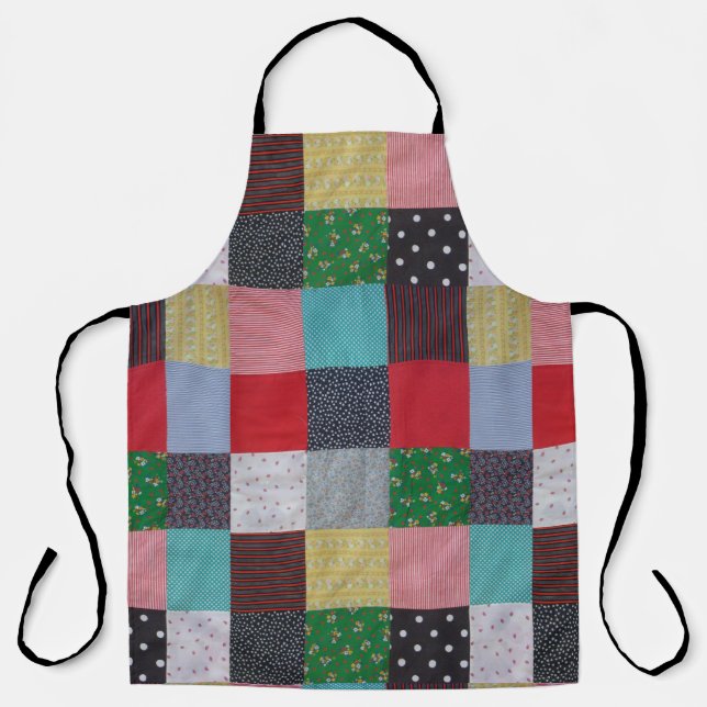 colourful patterned squares vintage patchwork apron (Front)