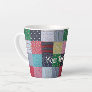 colourful patterned squares vintage patchwork latte mug