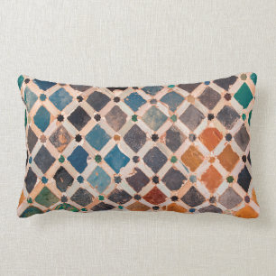 colourful patterned tiles lumbar pillow
