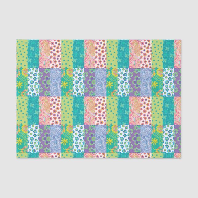 Colourful Patterns Patchwork Tissue Paper (Front)