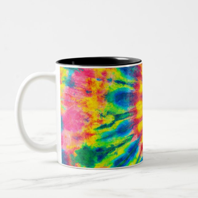 Colourful Patterns Tie-dye Hippie Two-Tone Coffee Mug (Left)