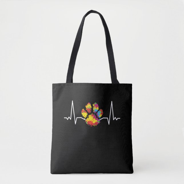 Colourful Paw Heartbeat Love Animals Tote Bag (Front)