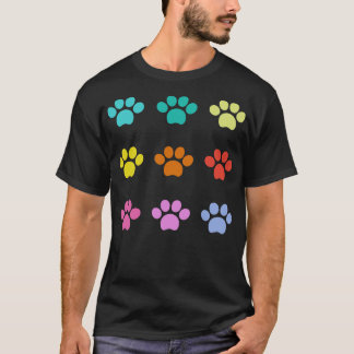 Colourful Paw Pattern T-Shirt