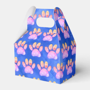 Colourful Paw Print Custom Watercolor Favor Box