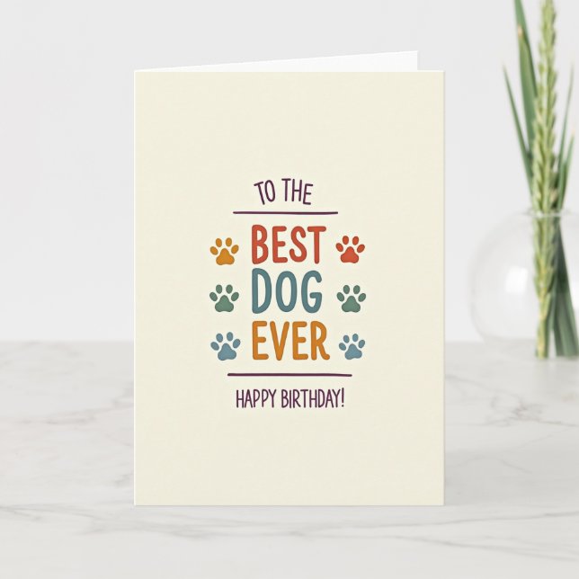 Colourful Paw Print Dog Card (Front)