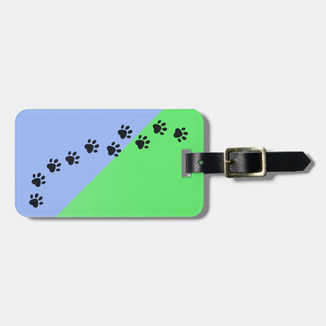 Colourful Paw Prints Across My  Luggage Tag (Front Horizontal)