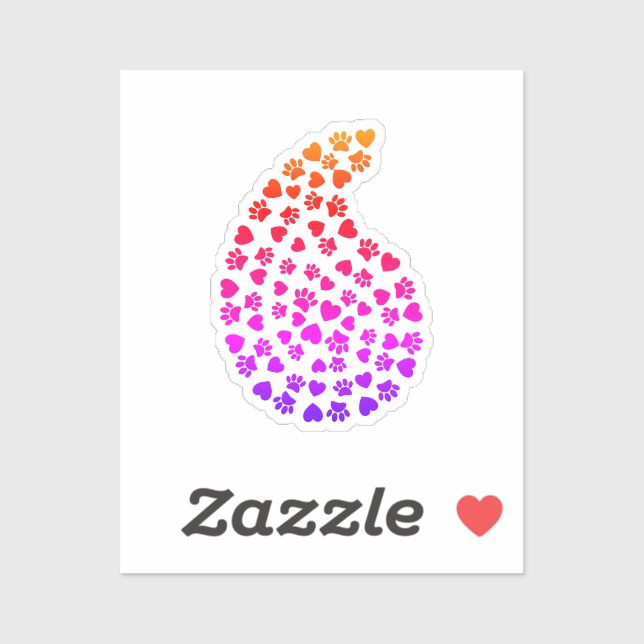 Colourful Paw Prints And Hearts Paisley Pattern (Sheet)