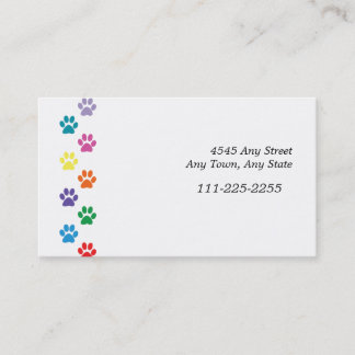 Colourful Paw Prints Border Business Card