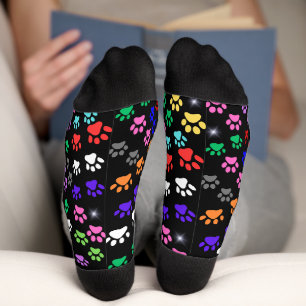 Colourful Paw Prints Crew Socks