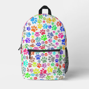 Colourful Paw Prints Custom Printed Backpack