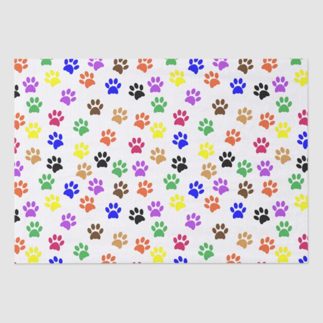 Colourful Paw Prints | Custom Tissue Paper (Front)