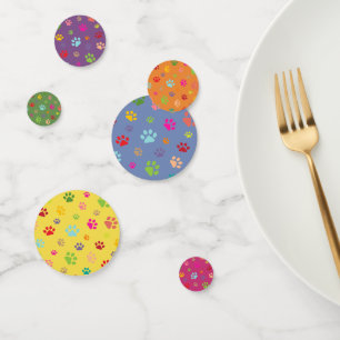 Colourful Paw Prints Design Table Confetti