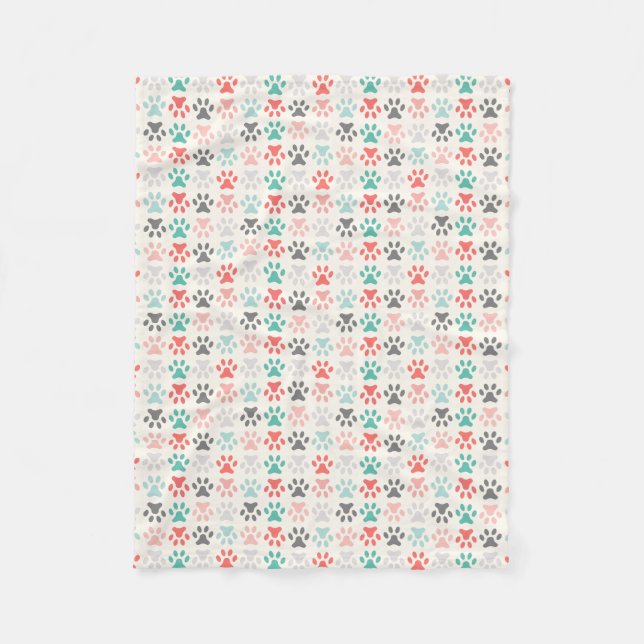 Colourful Paw Prints Doggie Blanket (Front)