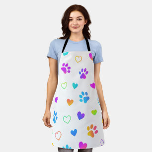 Colourful Paw Prints & Hearts Apron