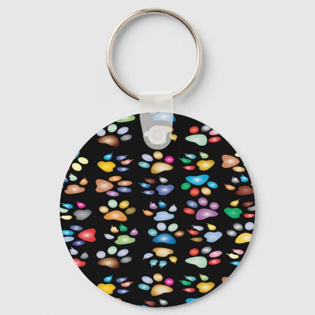 Colourful paw prints keychain (Front)