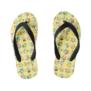 Colourful Paw Prints Kid's Flip Flops
