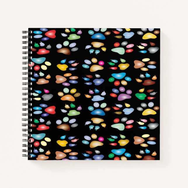 Colourful paw prints notebook (Front)